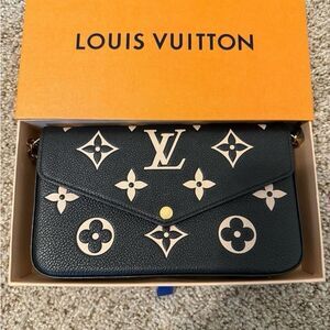 Louis Vuitton Pochette Félicie Clutch Black Beige Monogram Floral